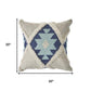 20" Blue And White Geometric Cotton Blend Throw Pillow Cover with Tufts And Texture