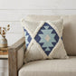 20" Blue And White Geometric Cotton Blend Throw Pillow Cover with Tufts And Texture
