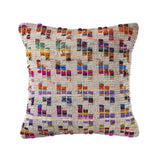 20" Off White Pink Red And Purple Geometric Cotton Blend Throw Pillow Cover