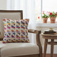 20" Off White Pink Red And Purple Geometric Cotton Blend Throw Pillow Cover