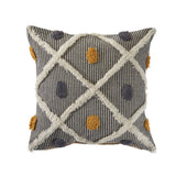 20" Black And Yellow Geometric Cotton Throw Pillow Cover