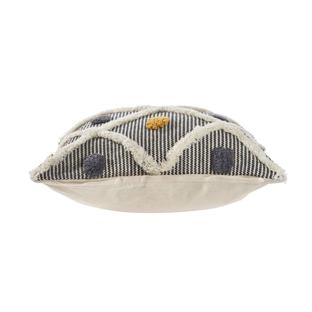 20" Black And Yellow Geometric Cotton Throw Pillow Cover