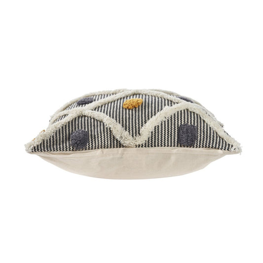 20" Black And Yellow Geometric Cotton Throw Pillow Cover