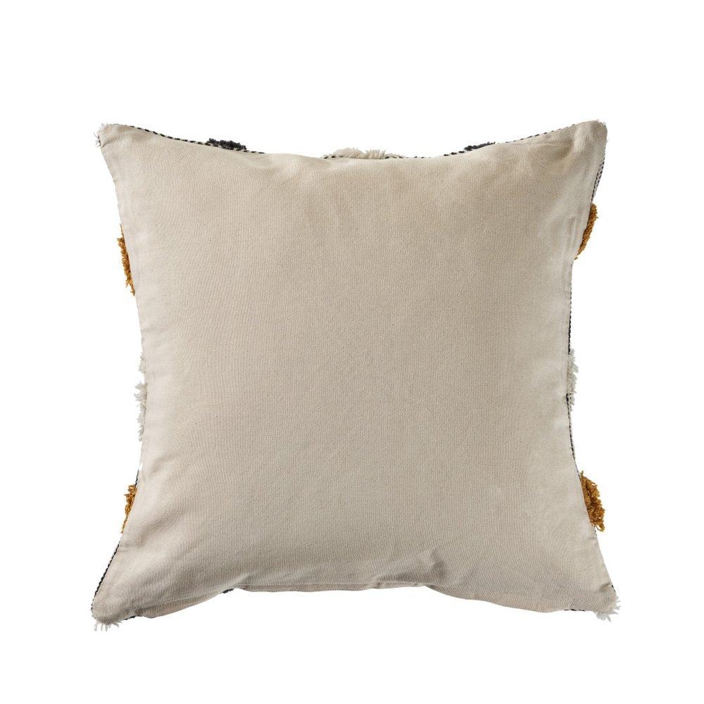 20" Black And Yellow Geometric Cotton Throw Pillow Cover