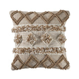 20" Beige And White Diamond Throw Pillow Cover