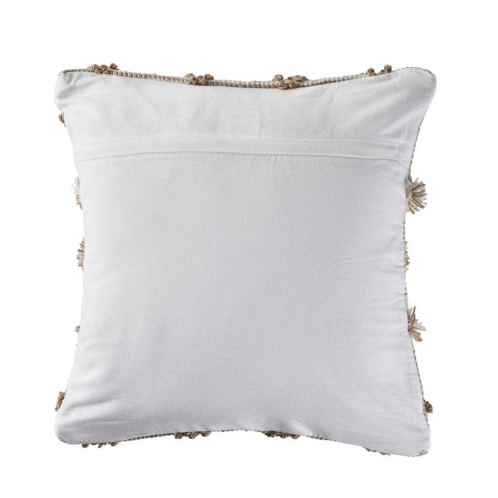 20" Beige And White Diamond Throw Pillow Cover