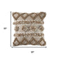 20" Beige And White Diamond Throw Pillow Cover