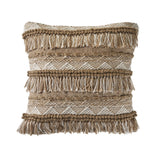 20" Beige And White Striped Throw Pillow Cover