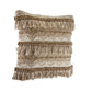20" Beige And White Striped Throw Pillow Cover with Fringe And Texture
