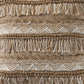 20" Beige And White Striped Throw Pillow Cover with Fringe And Texture