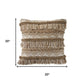 20" Beige And White Striped Throw Pillow Cover