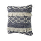 20" Slate Blue And Off White Geometric Wool Throw Pillow Cover with Tassels