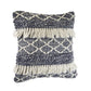 20" Slate Blue And Off White Geometric Wool Throw Pillow Cover with Tassels