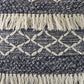 20" Slate Blue And Off White Geometric Wool Throw Pillow Cover with Tassels
