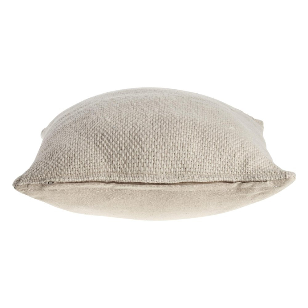 18" Cream And Beige Cotton Throw Pillow Cover
