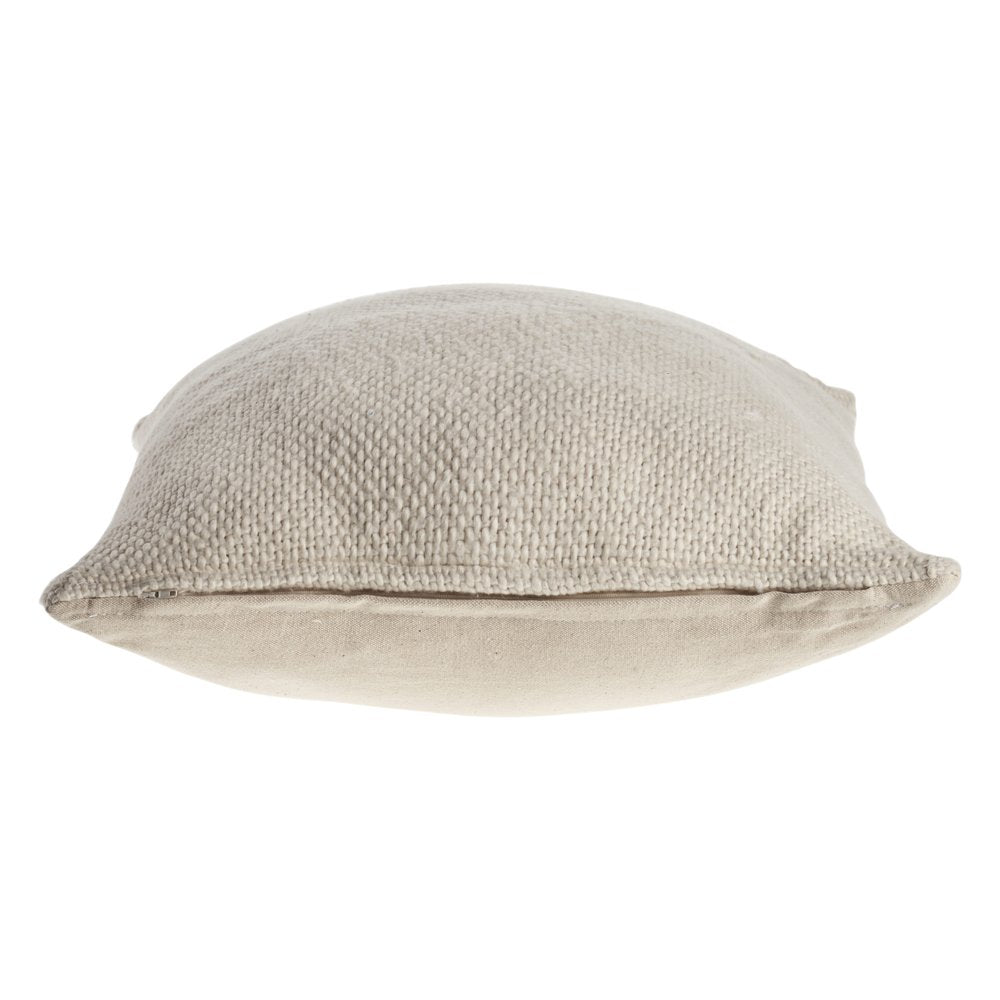 18" Cream And Beige Cotton Throw Pillow Cover