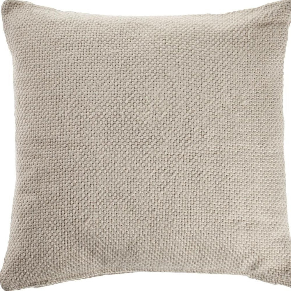 18" Cream And Beige Cotton Throw Pillow Cover