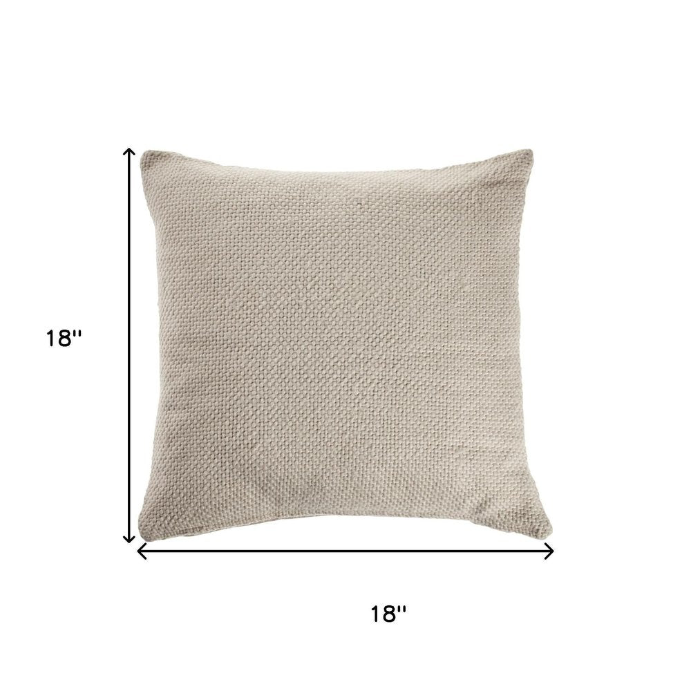 18" Cream And Beige Cotton Throw Pillow Cover