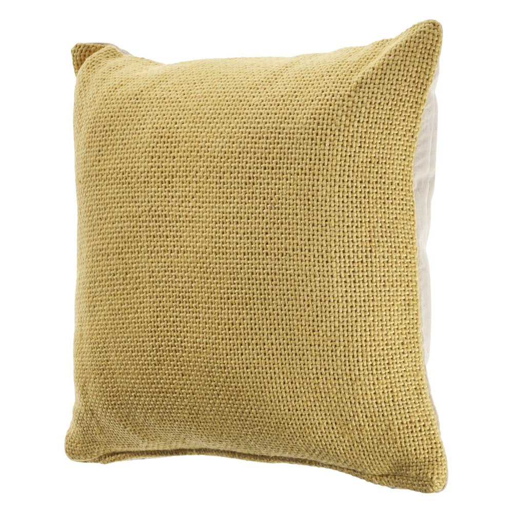 18" Yellow Cotton Throw Pillow Cover
