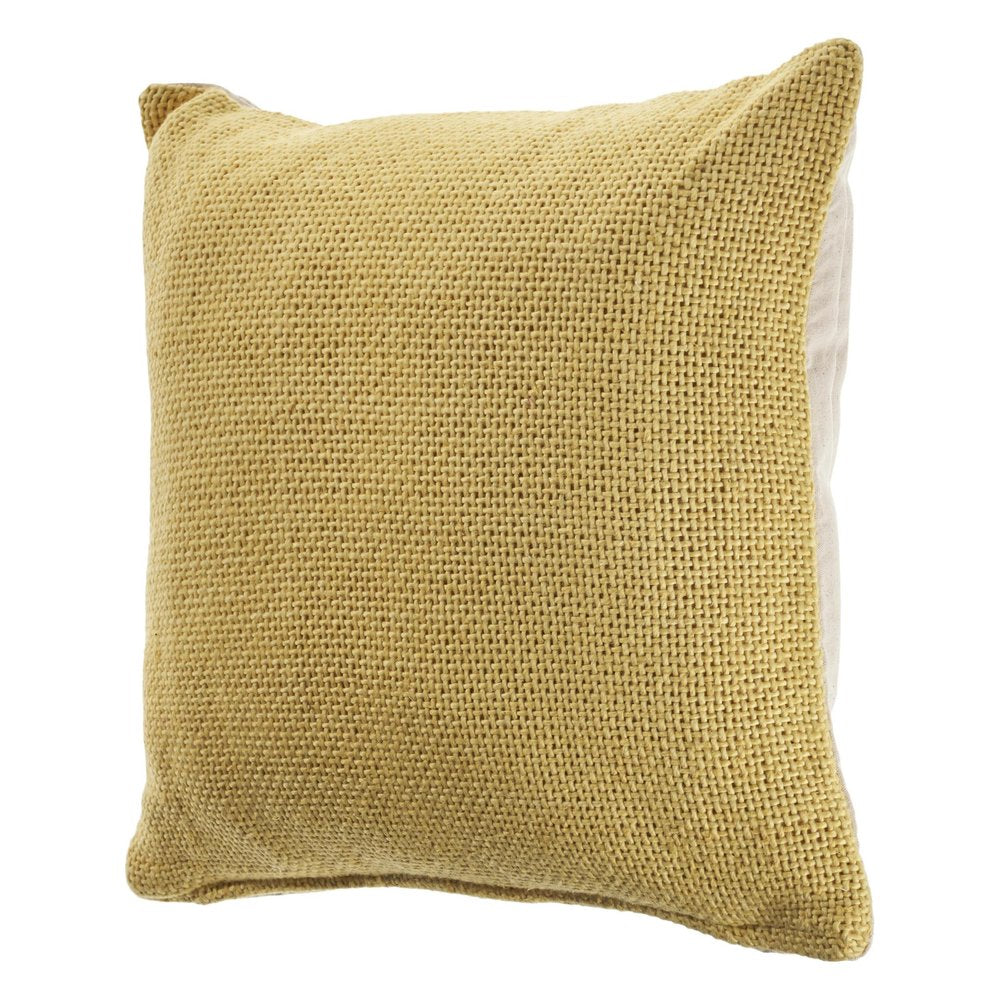 18" Yellow Cotton Throw Pillow Cover