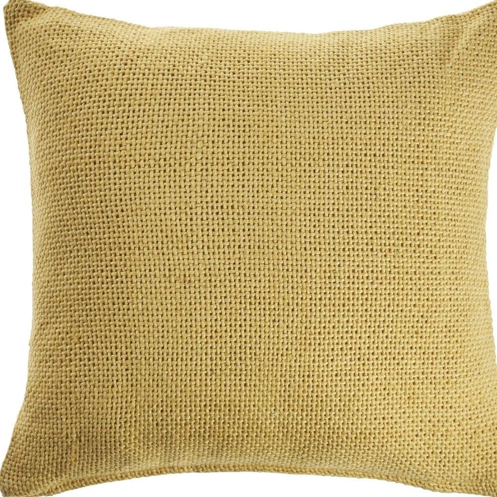 18" Yellow Cotton Throw Pillow Cover