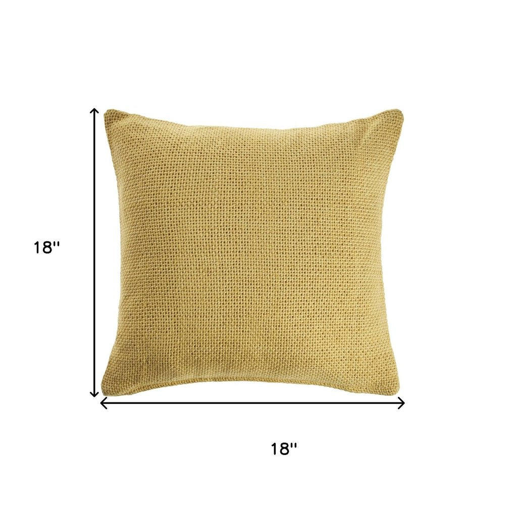 18" Yellow Cotton Throw Pillow Cover