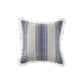 18" Blue And White Beach Striped Cotton Throw Pillow Cover with Fringe