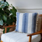 18" Blue And White Beach Striped Cotton Throw Pillow Cover