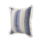 18" Blue And White Beach Striped Cotton Throw Pillow Cover