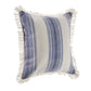 18" Blue And White Beach Striped Cotton Throw Pillow Cover