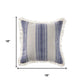 18" Blue And White Beach Striped Cotton Throw Pillow Cover