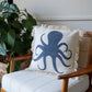 18" Blue And White Beach Cotton Throw Pillow Cover