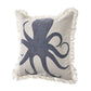 18" Blue And White Beach Cotton Throw Pillow Cover