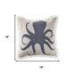 18" Blue And White Beach Cotton Throw Pillow Cover