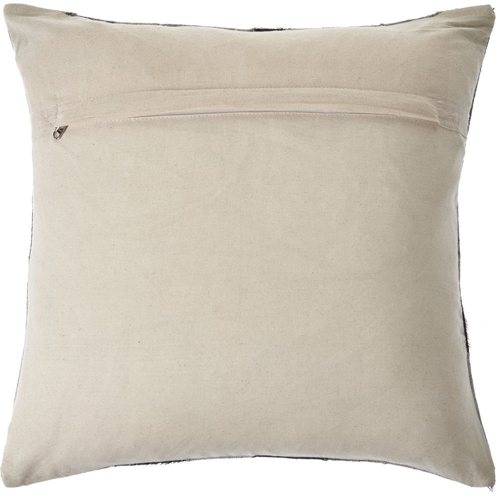 20" Gray And Brown Geometric Faux Hide Throw Pillow Cover