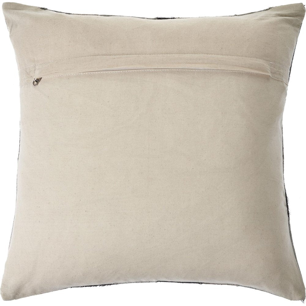 20" Gray And Brown Geometric Faux Hide Throw Pillow Cover