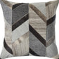 20" Gray And Brown Geometric Faux Hide Throw Pillow Cover