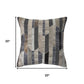 20" Gray And Brown Striped Faux Hide Throw Pillow Cover