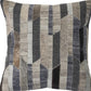 20" Gray And Brown Striped Faux Hide Throw Pillow Cover