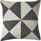 20" Beige And Gray Geometric Faux Hide Throw Pillow Cover