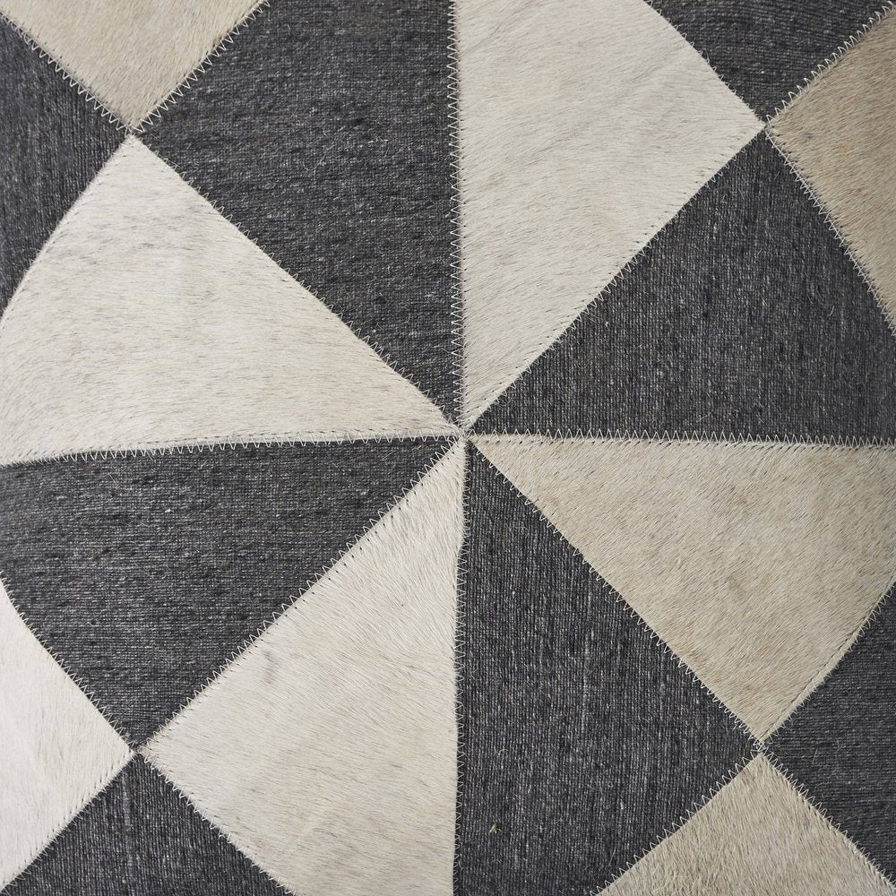 20" Beige And Gray Geometric Faux Hide Throw Pillow Cover