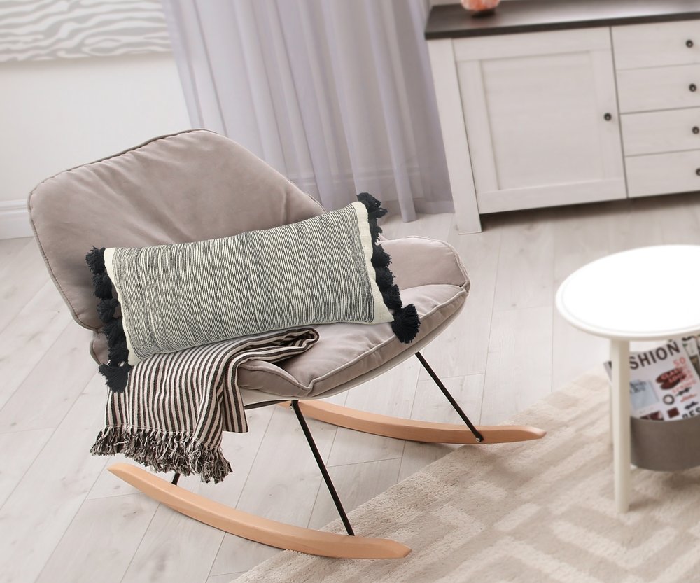 12" X 28" White And Black Lumbar Striped Cotton Throw Pillow Cover