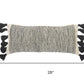 12" X 28" White And Black Lumbar Striped Cotton Throw Pillow Cover with Tassels