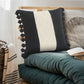20" White And Black Striped Cotton Throw Pillow Cover