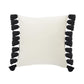 20" White And Black Striped Cotton Throw Pillow Cover with Tassels