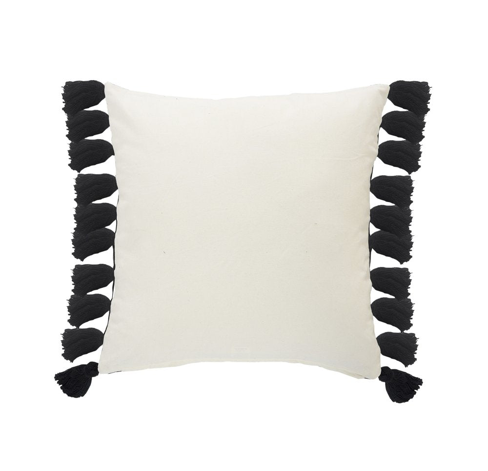 20" White And Black Striped Cotton Throw Pillow Cover