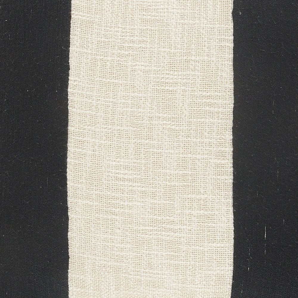 20" White And Black Striped Cotton Throw Pillow Cover with Tassels