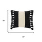 20" White And Black Striped Cotton Throw Pillow Cover