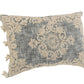 14" X 20" Charcoal And Beige Lumbar Medallion Cotton Throw Pillow Cover with Pompoms