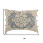 14" X 20" Gray And Cream Lumbar Medallion Cotton Throw Pillow Cover